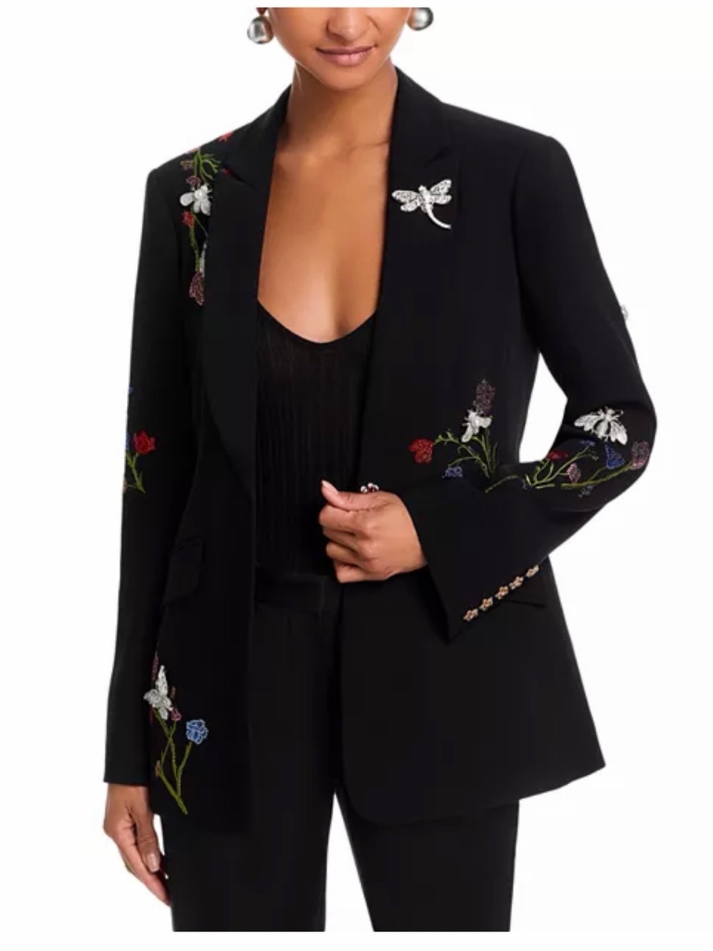 NWT Cinq à Sept Whispering Vines Blazer Embroidered Black Women's Jacket Sz 4